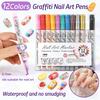 Nail Art Pens Set Waterproof Nail Graffiti Marker Diy Painting Drawing Nail Art Tools For Manicure Accessories
