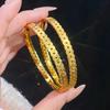 Gold-Style Sand Gold Bracelet: Super Shiny, Hollowed-Out Design with Broken Ice Copper Coin Charm – Perfect for Your Girlfriend!