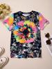 Roupas infantis Menina Camiseta Manga curta 3D Tie-Dye Print Crianças Roupas de verão Casual Desenho animado Gola redonda Roupas infantis Tops