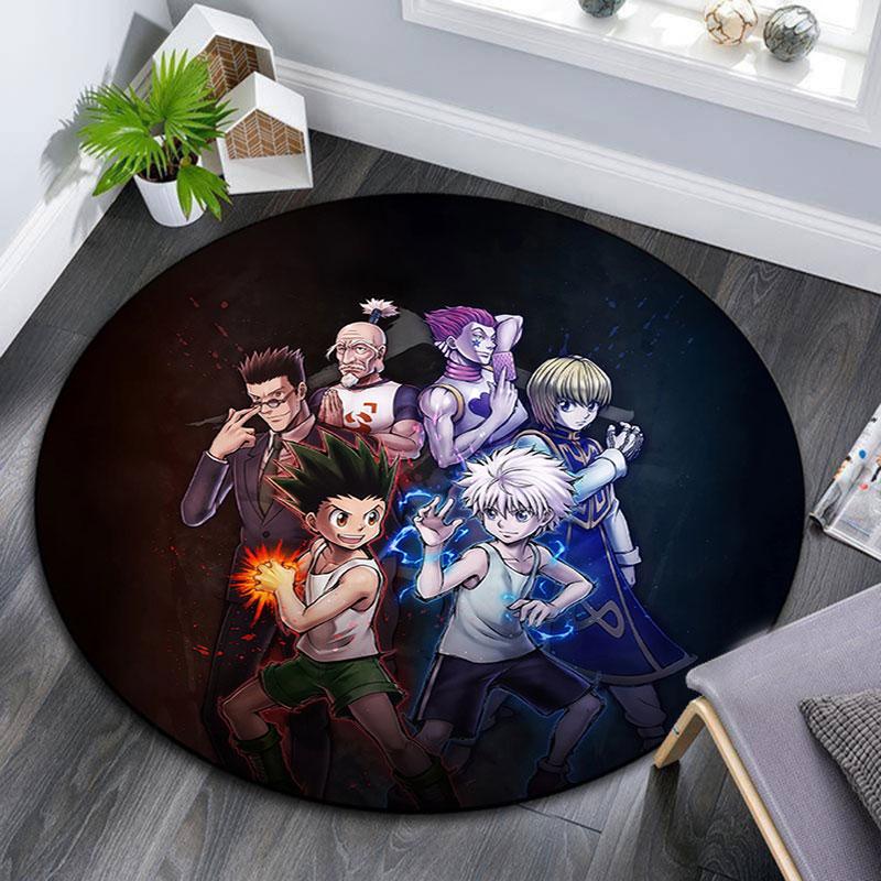 Hunter × Hunter,Round Area Rug,Carpet Rug for Living Room Bedroom Sofa Playroom Decor,Non-slip Floor Mat