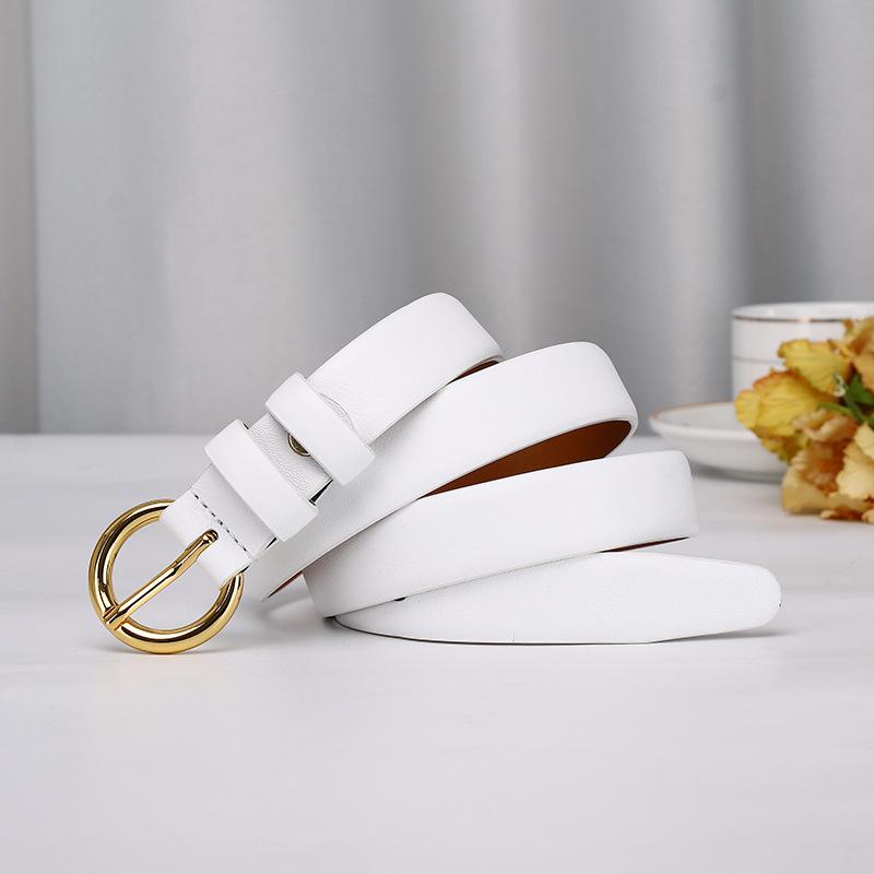 New Napa Leather Lady College Style White Belt Female Simple Fashion Trend Versatile Fairy Style Belt Female