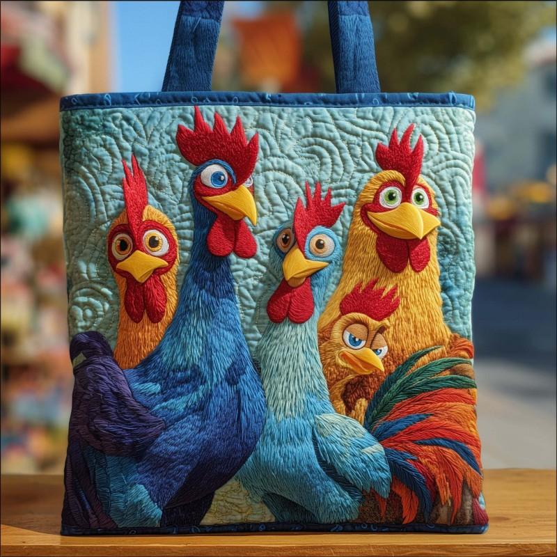 Chick Print Quilted Tote Bag Crossbody Medium Size Street Style Daily Use