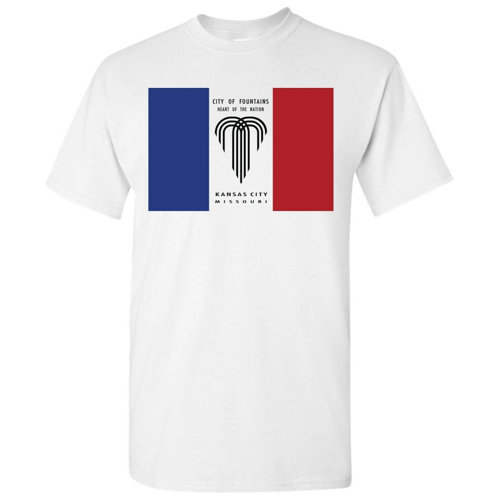 Kansas City US City Flag Basic Cotton T-Shirt - White M