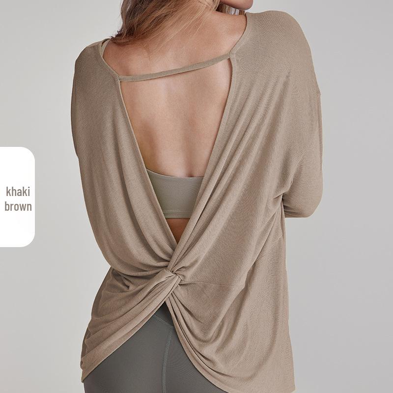 

Women s Twist-Back Long Sleeve Yoga Top for Pilates Fitness Large
