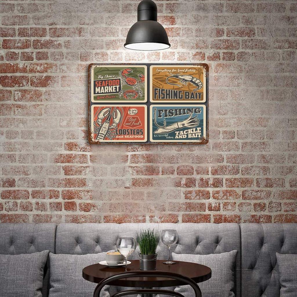 1-Pack Shabby Wall Hanging Metal Sign, 20×30cm and 30×40cm, Distressed Decor for Bar Counter, Kitchen or Hallway