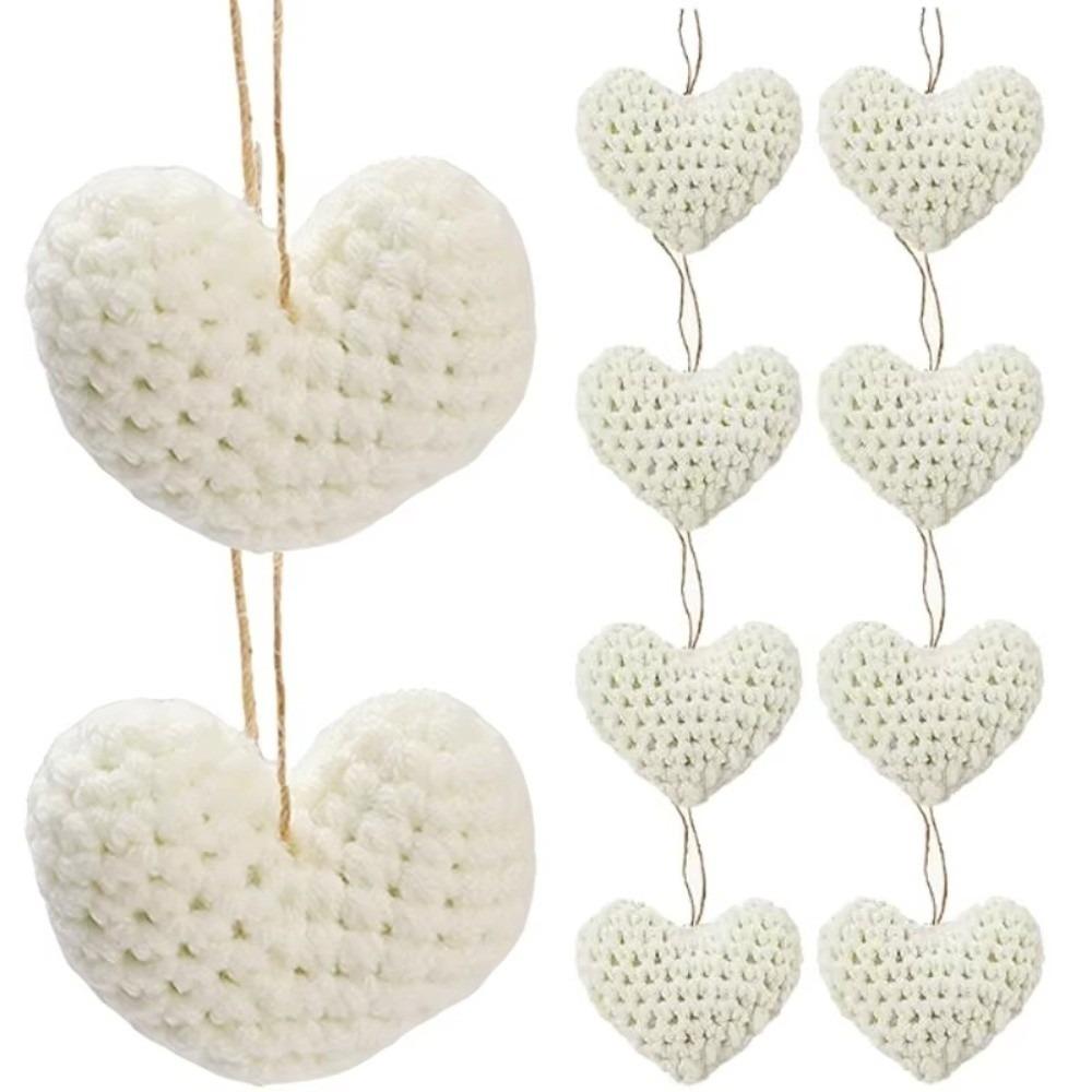 

10PCS Handmade Heart Pendant Knitted Valentine s Day Love Ornament Heart-shaped Knitted Ornament Valentine s Day Gift білий