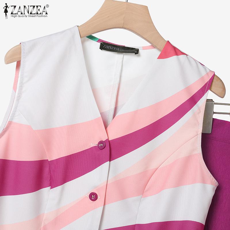 ZANZEA Maiouri fără mâneci cu imprimeu pentru femei și fuste Seturi de costume din două piese de vară