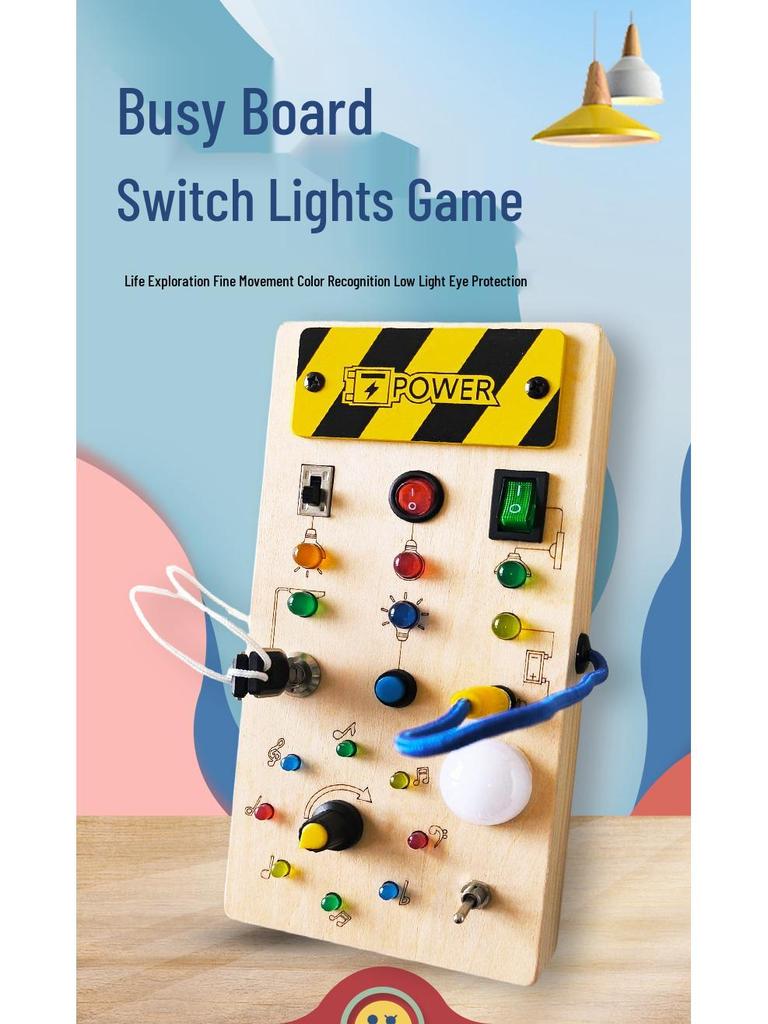 Wooden Busy Board Luminous Toy for Children's Early Education and Fine Motor Skills