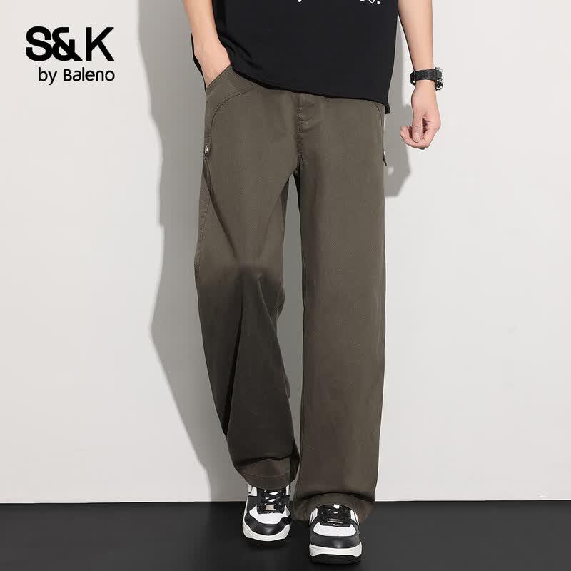 Baleno S&K Men's Lightweight Tencel Blend Straight-Leg Pants