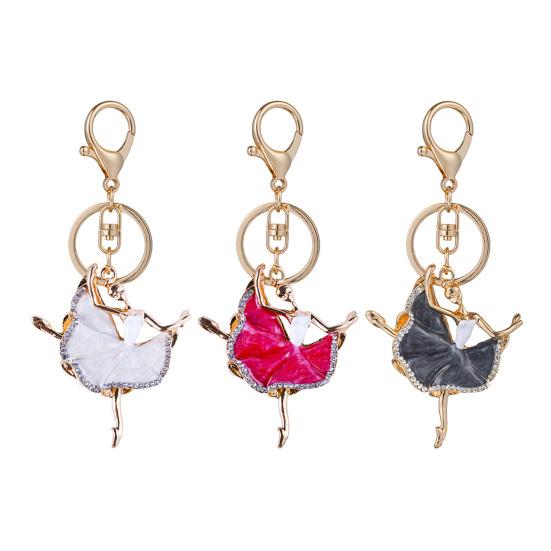Ballerina Keychain for Women Girls Sparkling Rhinestone Ballet Dancer Keyring Pendant Alloy Bag Charm for Purse Wallet Car Keys