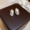 "Retro Silver Needle Irregular Pearl French Earrings - Niche Design and Fashionable"