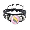 Färgat Anime Mega Stone Snap Weave Läderarmband 18mm Glascabochon Justerbart Armband Smycken för Kvinnor Barn Gåva