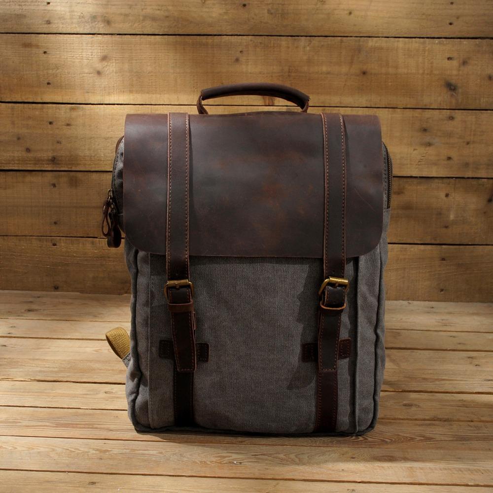 Men Canvas Vintage Backpack for School Bag Leather Backpack Women Rucksack Male Knapsack Bagpack Mochilas Feminina