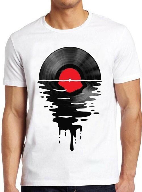Тающая виниловая капающая крутая пластинка DJ Музыка Винтажный Подарок Футболка T-Shirt M84 M