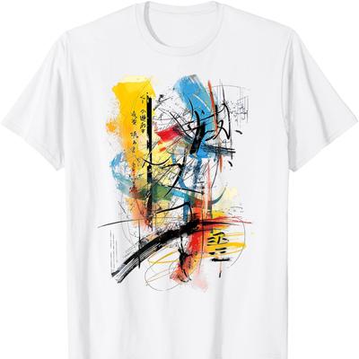 Kunst Buntes Zeichnen Abstrakte Malerei Grafische Kunst Baumwolle T-Shirt Lässig Alle Jahreszeiten Mode Weich Draußen Bequem Oberteile