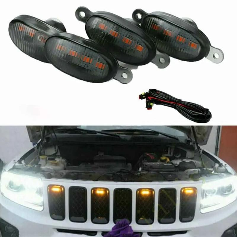 Universal Automotive Front Grill Lights Yellow Amber Lens Design Energy Efficient 12V Daytime Running Grill Light