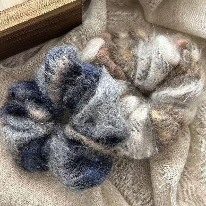 Plaid Woolen Elastic Headband - Hong Kong Style Plush Hair Ring