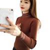 Womens Black Slim Fit Short Turtleneck Knit Top Long Sleeve Base Layer Fall Winter Shiny Thread Sweater