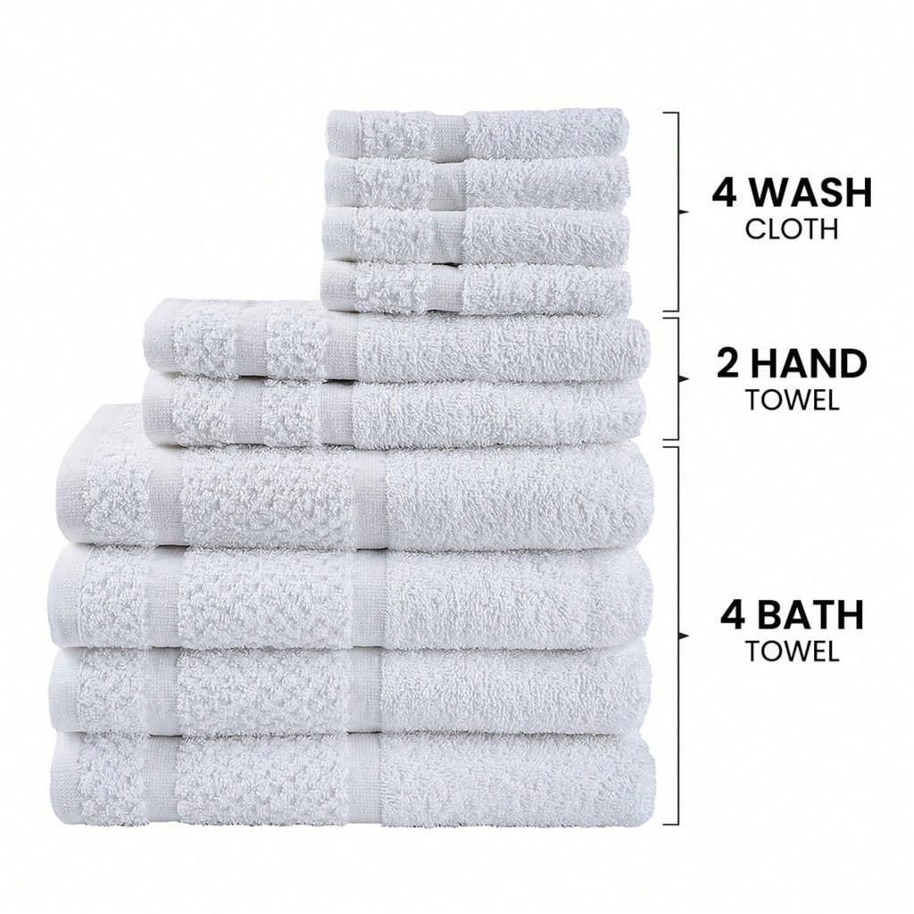 10 Piece Bath Towel Set Highly Absorbent And Quick Dry For Daily Use
