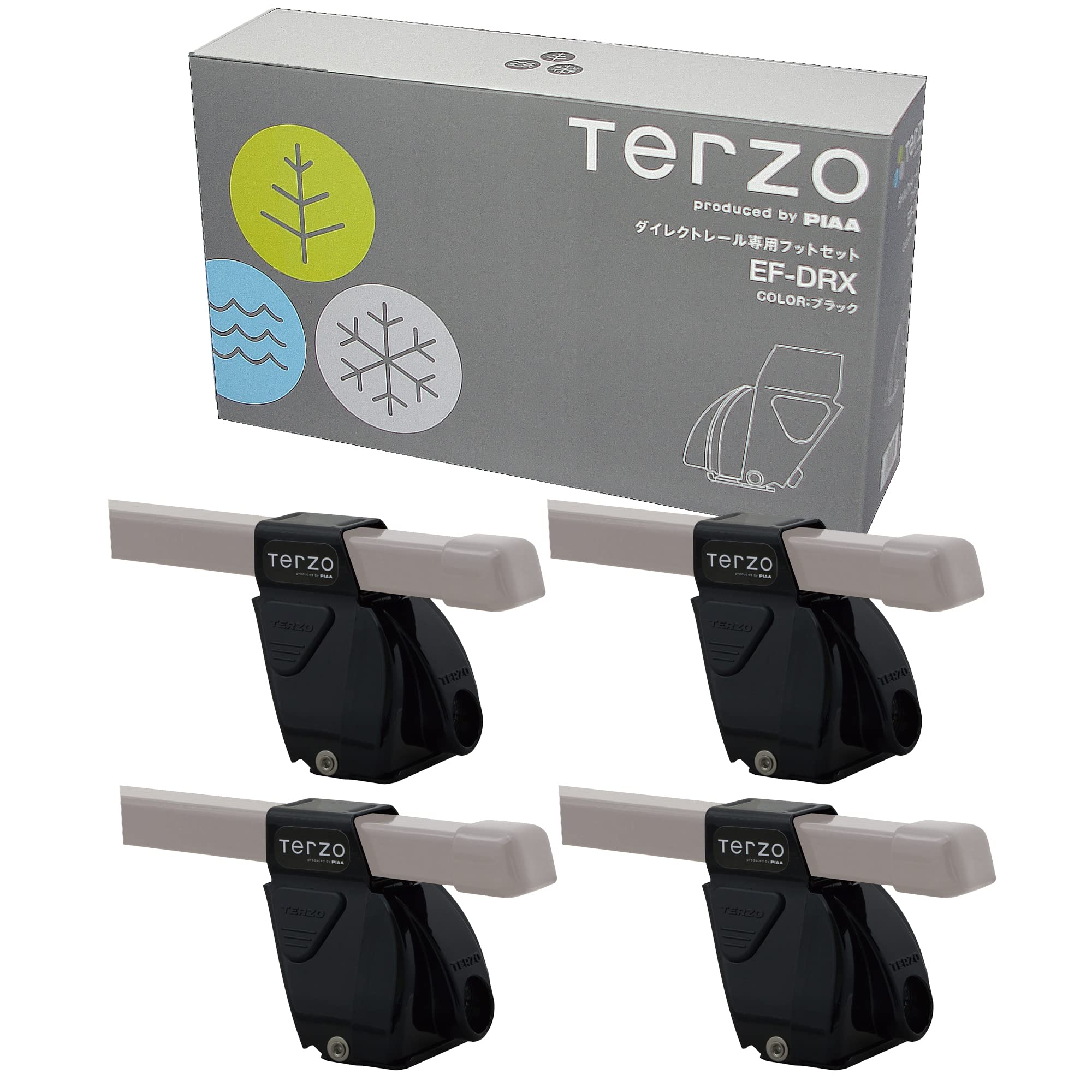 

Terzo EF-DRX Roof Carrier Base Carrier Feet Set of 4 Bolt-On Black Locks