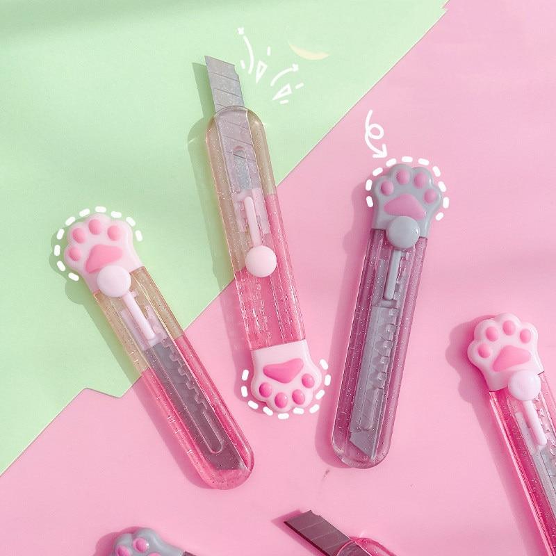1pc Small Utility Knife Mini Cute Cartoon Cat Paw Box Cutter Lovely Letter Opener Kawaii  Creative Stationery Accessories