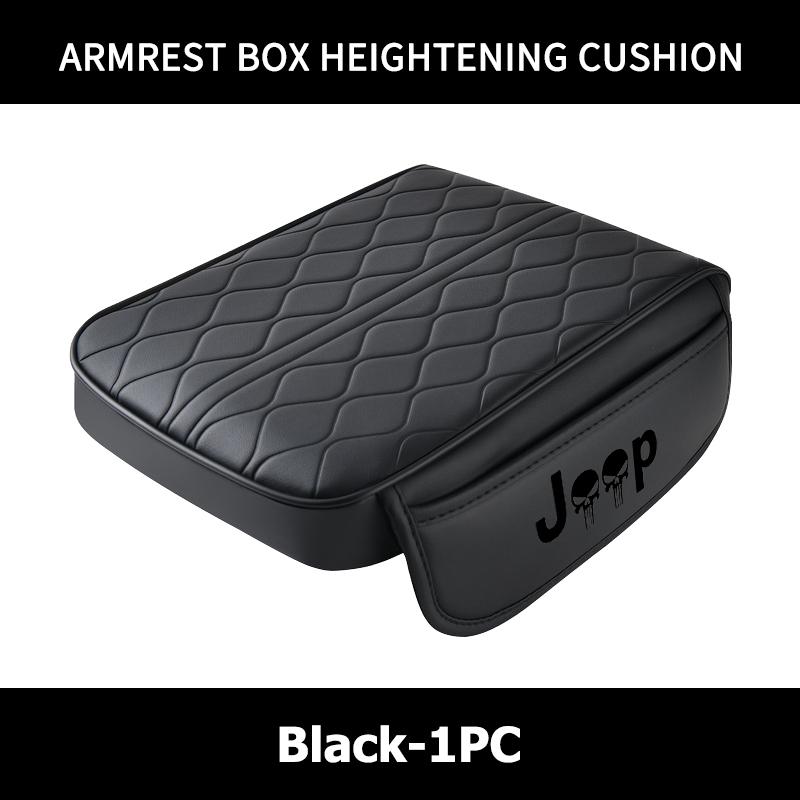 Leather Car Armrest Mat Height Support Pad Storage Accessories For Jeep Grand Cherokee Wrangler JK Renegade Gladiator Compass