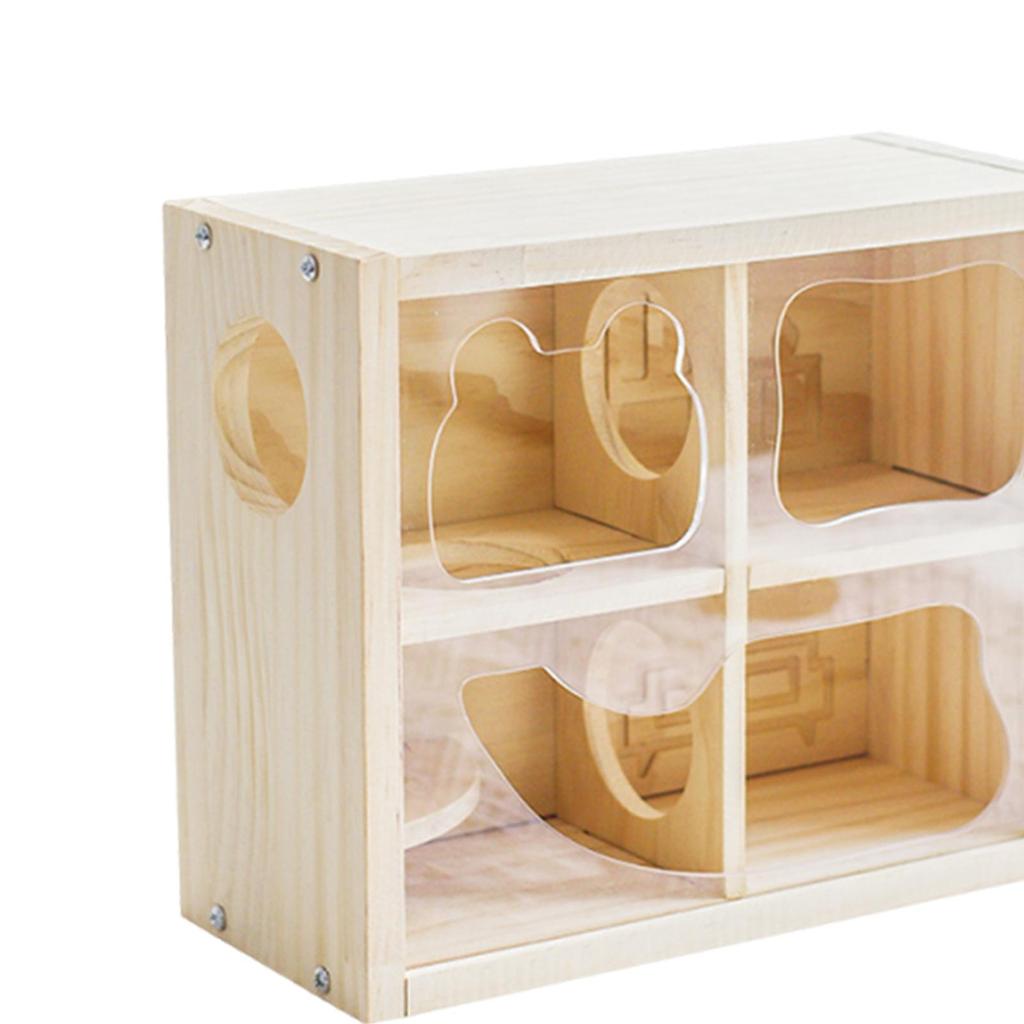 Double Decker Hamster Cabin Wood Shelter Funny Animal Hideaway Cage Supplies for Dwarf Mice Gerbils