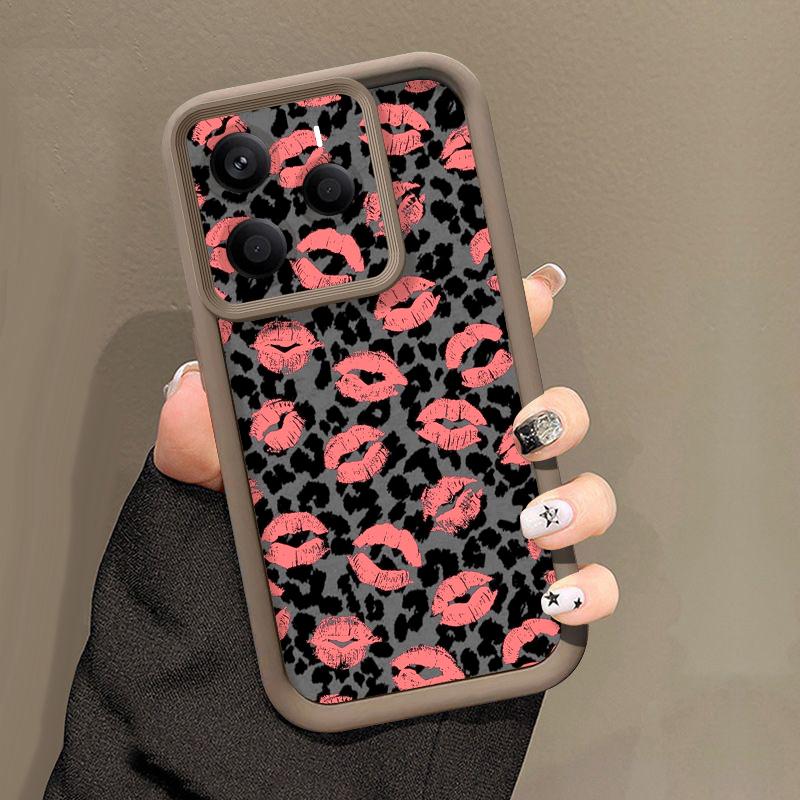 Soft TPU Phone Case For Xiaomi Redmi Note 15 14 13 Pro 4G For Redmi Note 13 14 Pro Plus 5G Pink Lips Print Silicone Back Cover