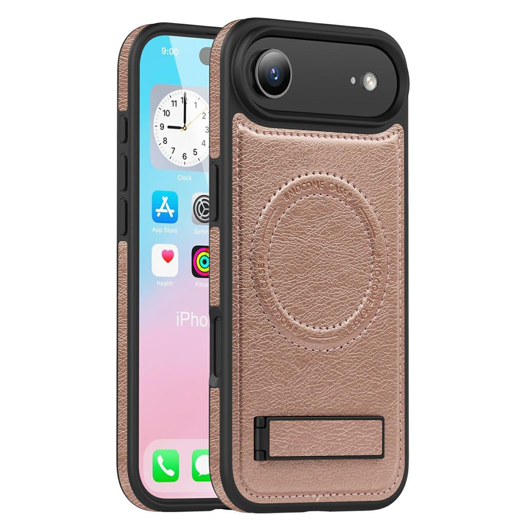 For iPhone Air Case Compatible with MagSafe Kickstand Leather Phone Back Cover