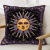 1Pc Mystic Sun Moon Stars Pillow Cover, Polyester 2D Double Sided Print Cushion Case, Celestial Sun Face Throw Pillowcase, Magic