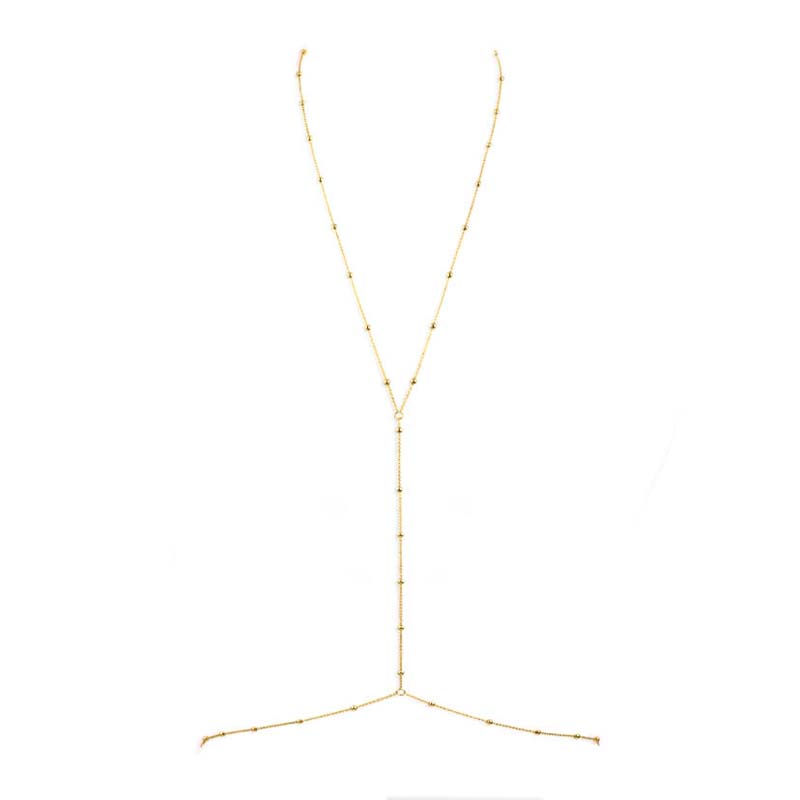 Fashion Metal Bead C For Women Bohemian Gold Color Sexy Body Chain Beach Wedding Accessories Bra Cross Bikini Chain