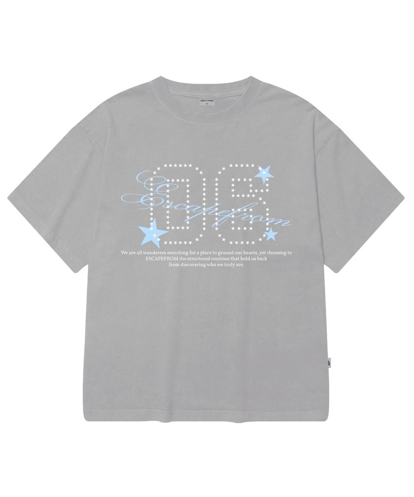 ESCAPEFROM Starline 06 Print Oversized Pigment Short Sleeve T-Shirt Violet