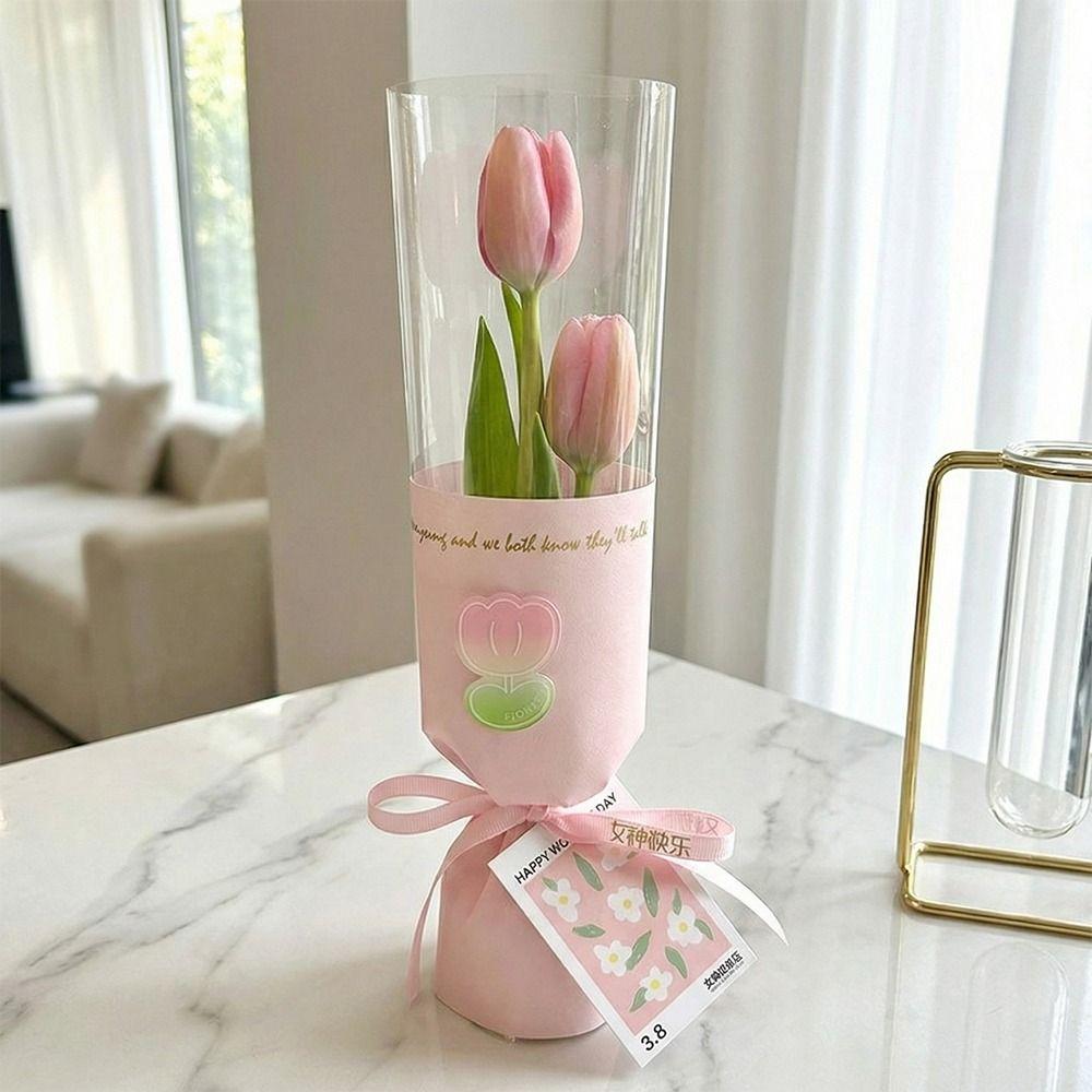 20 Pieces Romantic Hug Bucket Bouquet Transparent Bouquet Packaging Bag  Valentine's Day