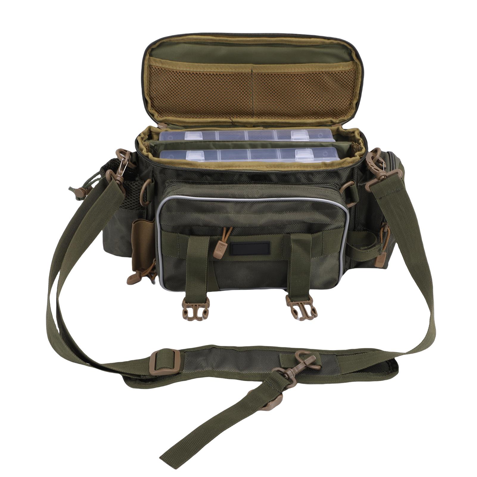 

Рыболовная сумка через плечо 2 шт. Ящик для хранения снастей с водонепроницаемым прочным дизайном, регулируемые ремни для приманок, крючков, грузил Military green