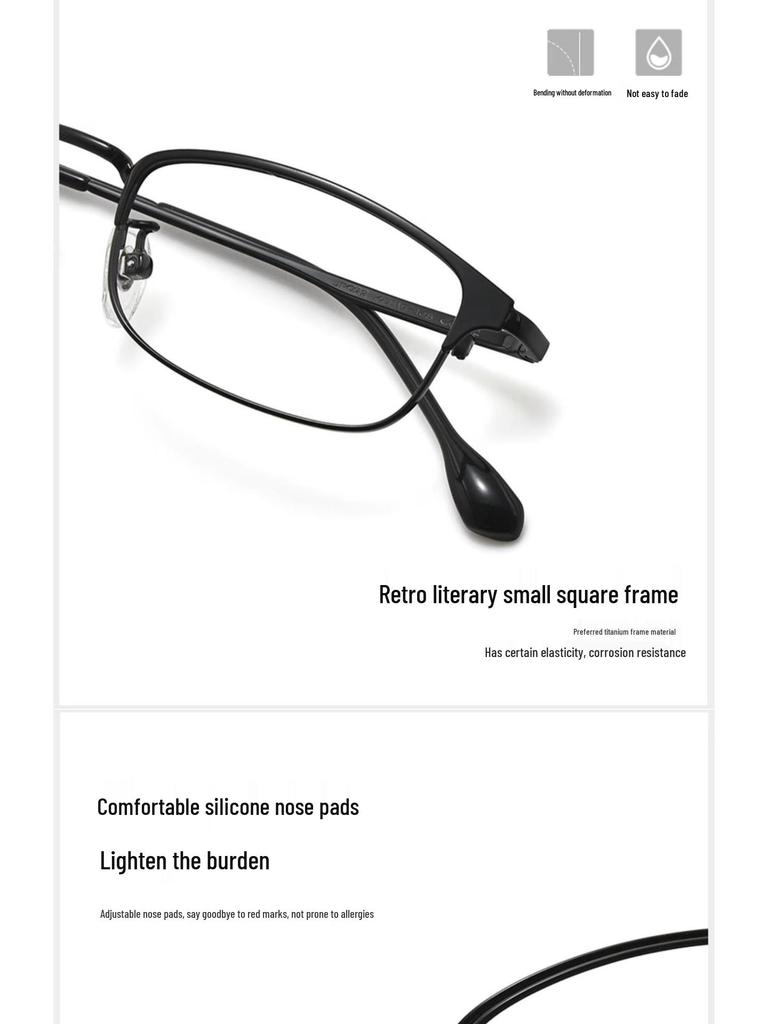 Ultra-lightweight Semi-Titanium Browline Square Eyeglass Frame for Business Fashion JP022