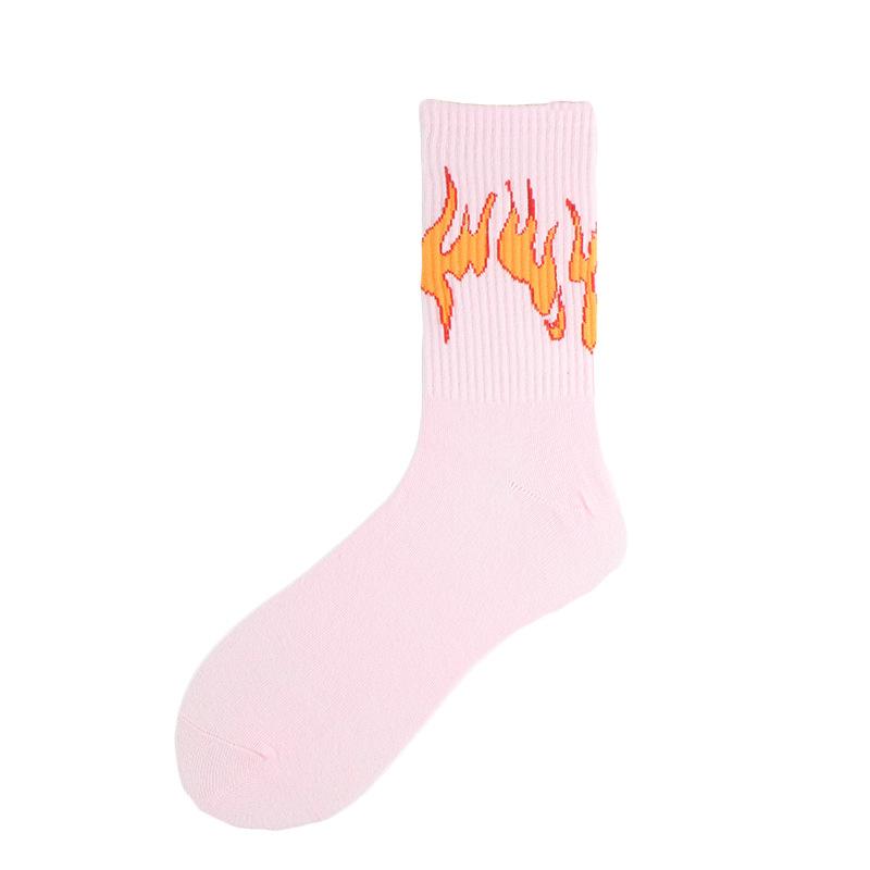 

1 пара женских модных хип-хоп носков Color On Fire Crew Socks Red Flame Blaze Power Torch Hot Warmth Street Skateboard Socks