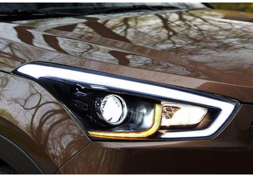 LED Projector Headlight Assembly with DRL & Flowing Turn Signals for 2014-2019 Hyundai IX25