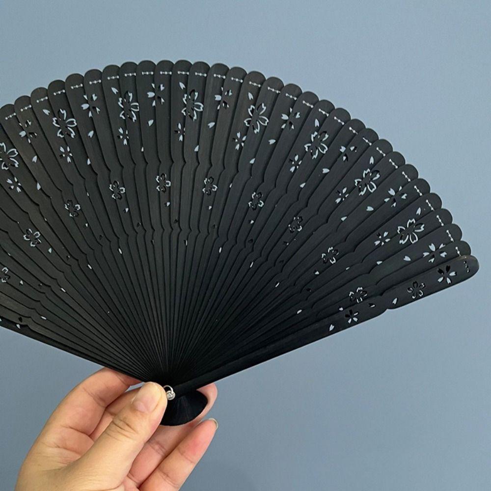 Portable Folding Bamboo Fan Solid Color Elegant Handheld Fans Tassel Folding Fan  Home Decoration