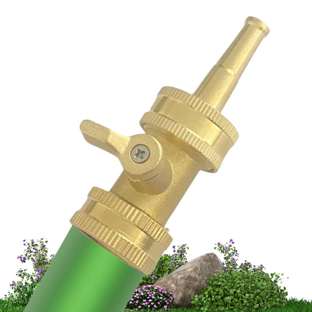 Brass Water Hose Nozzle with Valve Outdoor High Pressure Garden Water Hose Watering Nozzle for Gardening Hose Accessories