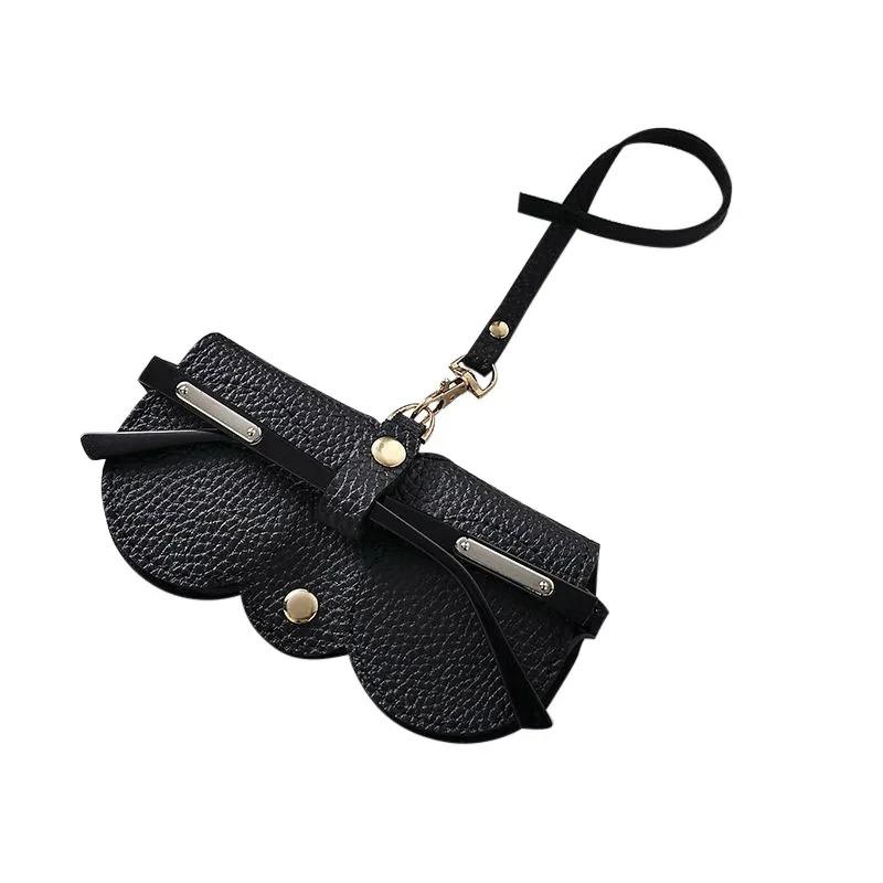 Litchi Embossed Glasses Cover Cute Hanging PU Leather Sunglasses Reading Glasses Storage Bag Portable Travel Eyewear Holder