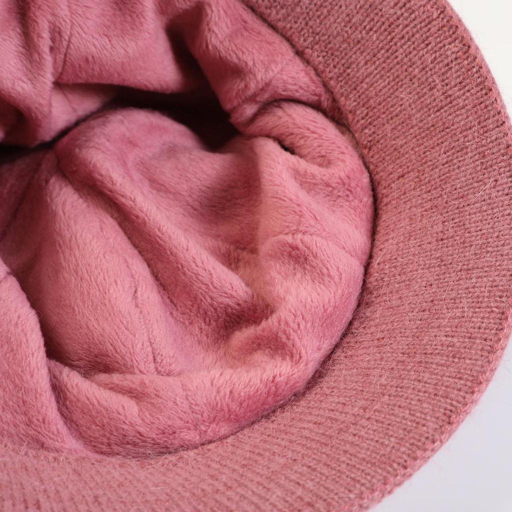 Chapeau en laine pour femmes, automne et hiver, fleur, mère, lapin, Pot, peluche, épaissi, maintien au chaud