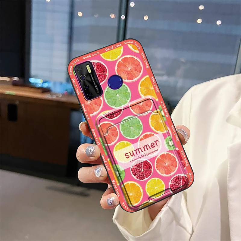 Back Cover Card Slot Phone Case For Tecno Camon15/15Air/16S/KD7H/CD6/CD7/Spark5/5Pro Cartoon Card Bag Waterproof Cover