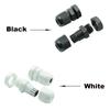 Wasserdichte Kabelverschraubung, 10 Stück, Kabeleinführung IP68, PG7, PG9, PG11, PG13.5, PG16, weiß, schwarzer Nylon-Kunststoffstecker