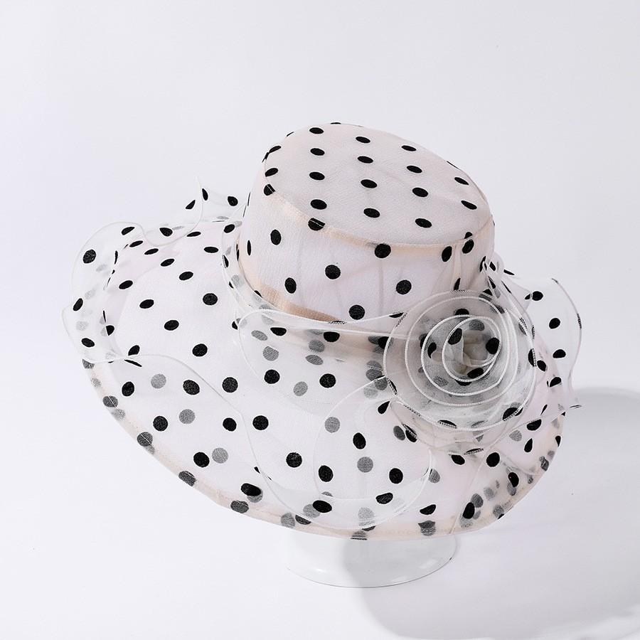 New Ladies Elegant Flower Church Hats Summer Large Wide Brim Fedora Hat For Women Organza Hat Beach Sun Kentucky Derby Hat