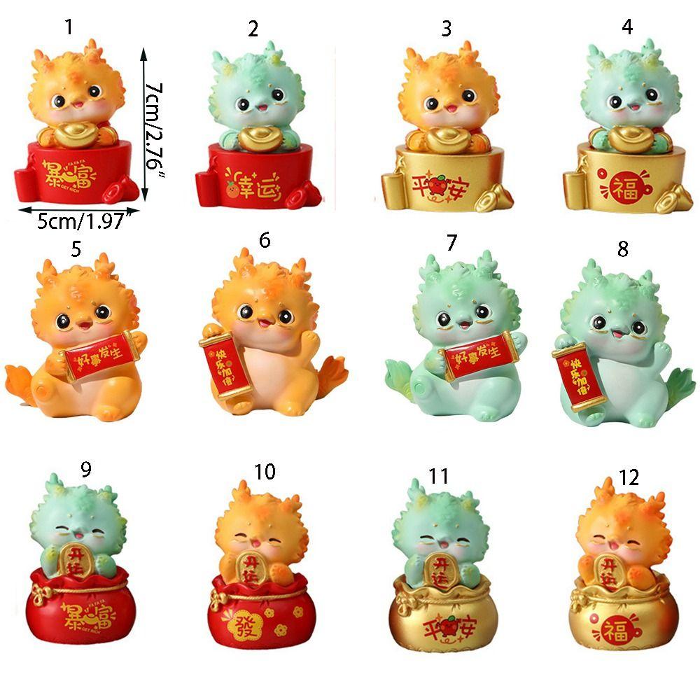 Waterproof Zodiac Dragon Ornaments Dragon Design Resin Dragon Miniatures Wear-resistant Cartoon Dragon Year Lucky Ornaments