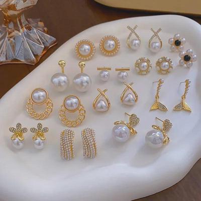 Perle S925 Silber Nadel Französisch Stil Elegante Ohrringe