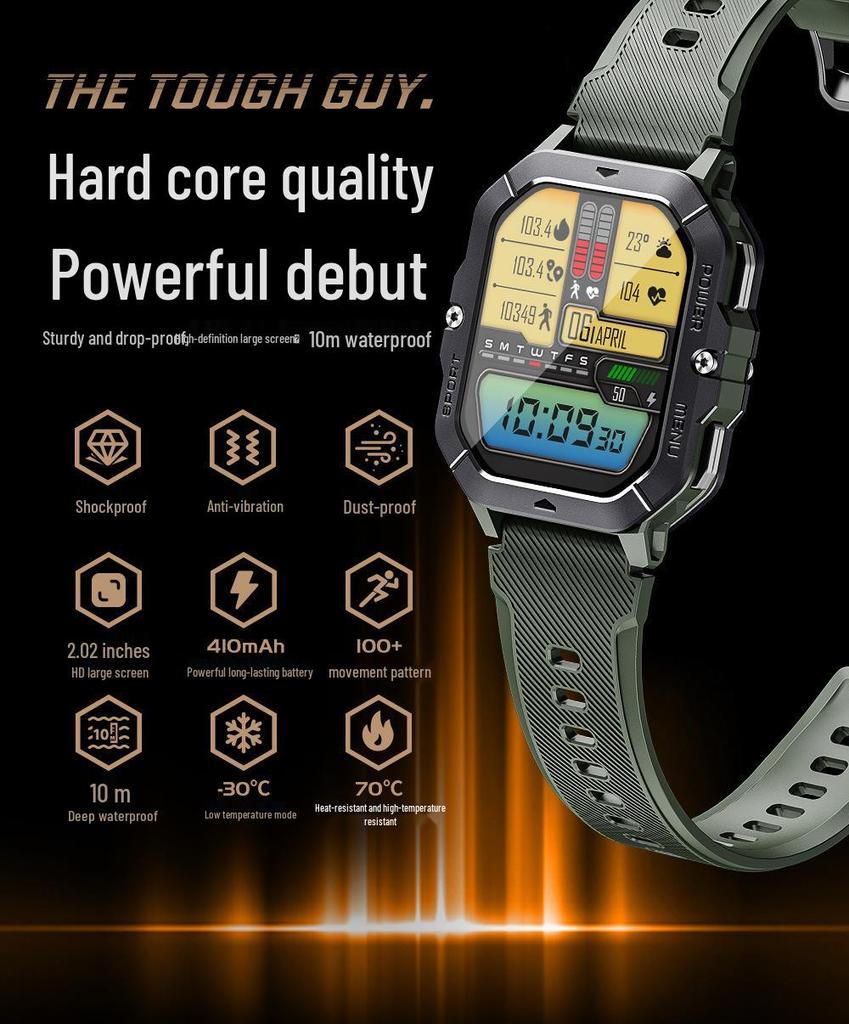 C28 Smartwatch: Outdoor Three-Proof, 3ATM Waterproof, 2.0" HD Screen, Call, Blood Pressure & Oxygen Monitoring