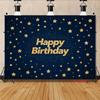 Glitter Gold Star Birthday Tapestry, Dark Blue Starry Night Wall Hanging