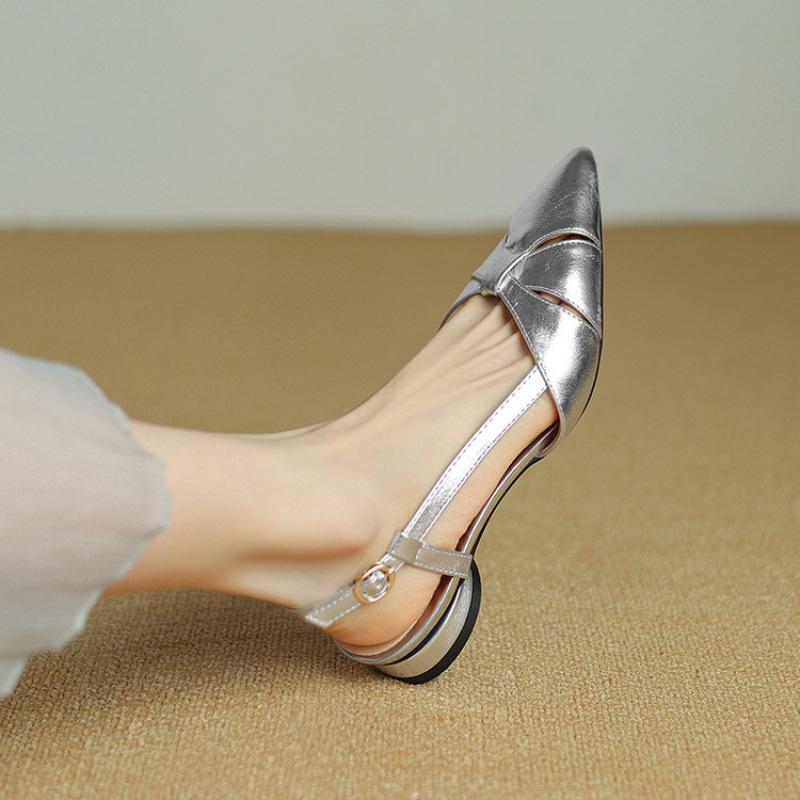 

Summer Korean version bag head sandals rubber soft sole large size shoes empty sandals new flat sandals women s pointed women s shoes 39 срібний