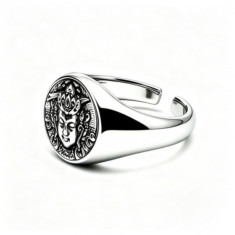 Adjustable Vintage Buddha Face Ring In Copper Ethnic Tibetan Style Unisex Finger Men Women